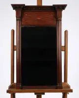 Miroir de style classique, acajou, colonnes latérales, fronton avec marqueterie, 77 x 50 cm