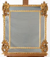 Miroir mural, 20e s., décor rocaille doré, env. 90 x 78 cm
