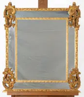 Miroir mural, 20e s., décor rocaille doré, env. 90 x 78 cm