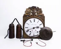 Comtoise, France, dated 1840, signed on the dial "Pierre Sage", Roman indices, strike on bell, folding pendulum, two weights