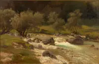 Brandenburg, Wilhelm (Mülheim 1824 - 1901 Düsseldorf, élève de Hilgers à Düsseldorf, peintre paysagiste)