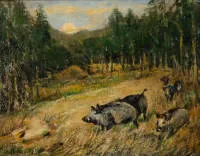 Kröner, Johann Christian (1838 Rinteln - 1911 Düsseldorf, German hunting and landscape painter, etcher and draughtsman),