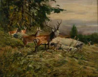 Kröner, Johann Christian (1838 Rinteln - 1911 Düsseldorf, deutscher Jagd- und Landschaftsmaler, Radierer und Zeichner),