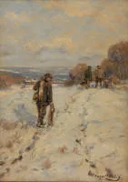 Mühlig, Hugo (1854 Dresden - 1929 Düsseldorf, leerling van zijn vader Meno, studeerde aan de Kunstacademie Dresden, na zijn verhuizing naar Düsseldorf lid van de plaatselijke kunstenaarsvereniging Malkasten, bekend vertegenwoordiger van de Düsseldorfse schilderschool,...