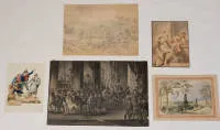 Lot of 14 19th-century watercolours or drawings, various dimensions and conditions, unframed, some mounted on cardboard, catalogue photos exemplary only