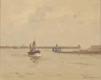 Hambüchen, Georg (1901 Düsseldorf - 1971 Düsseldorf, fils de Wilhelm Hambüchen, élève de la KGS et KA Düsseldorf, peignait de préférence les côtes de Hollande et de Flandre ainsi que les paysages du Bas-Rhin),