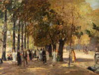 Hermanns, Heinrich (1862 Düsseldorf - 1942 Düsseldorf, Schüler der KA Düsseldorf, Mitbegründer des dortigen Lucas-Clubs, bekannt für seine holländischen Blumenmärkte und Stadtansichten),