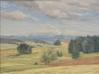 Reifferscheid, Heinrich (1872 Breslau - 1945 Niederdollendorf), "Sommer im Allgäu", olej na drewnie, monogram i data HR 24, 32 x 43,5 cm