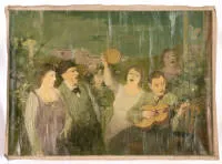Stock, Franz (1896 Culm - 1970 Berlin), "Convivial Song Evening", oil on canvas, signed lower right F. Stock, 105 x 140 cm, without stretcher