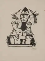 Tappert, Georg (Berlin 1880 - 1957), "Figure", gravure sur bois sur papier, signée en bas à droite Tappert, probablement vers 1920, 21 x 15,5 cm (PA), encadrée sous verre