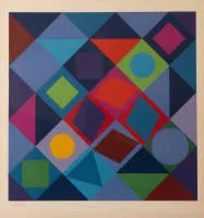 Vasarely, Victor (1908 Pécs - 1997 Annet-sur-Marne, uważany za jednego ze współtwórców Op Artu i sztuki kinetycznej. Vasarely wystawiał czterokrotnie na documenta w Kassel w latach 1955-1968 i zdobył różne nagrody)