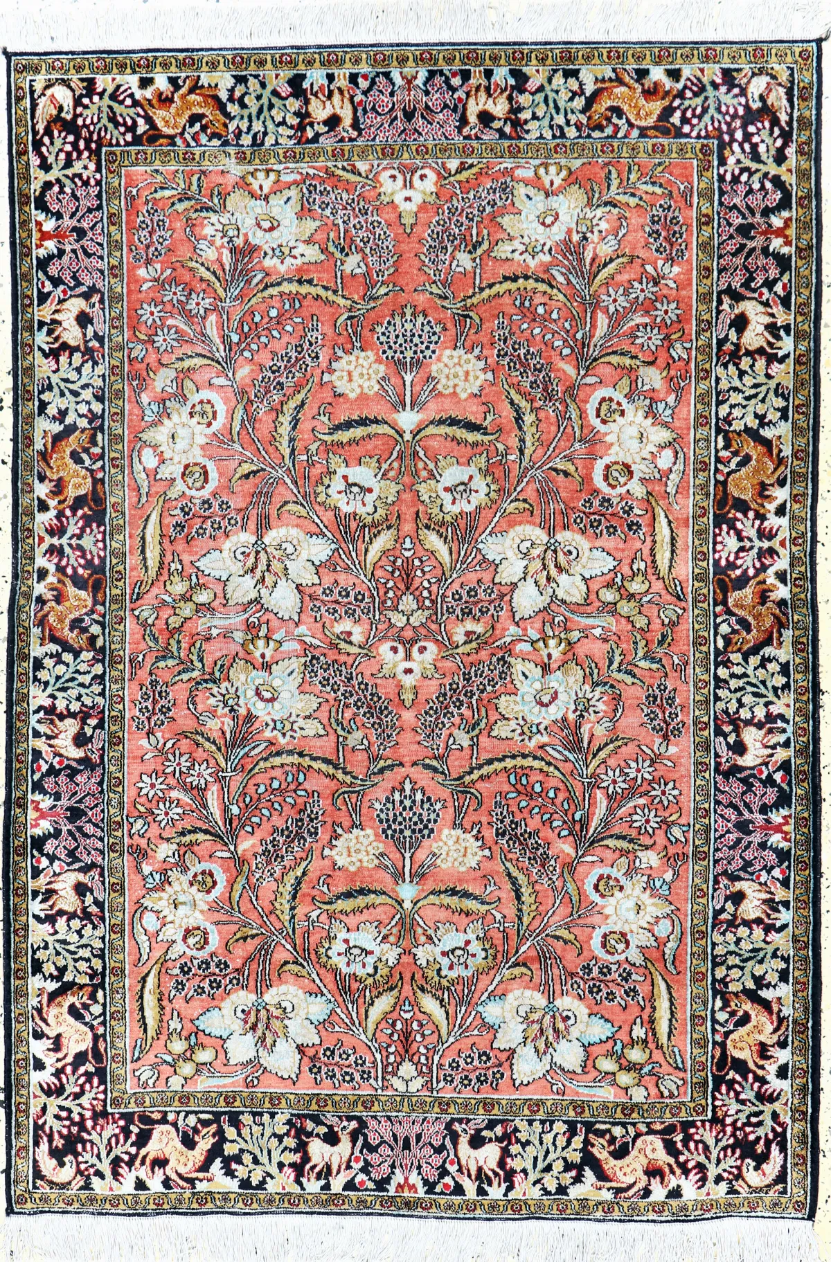 Ghom Seide, Persien, Mitte 20.Jhd, reine Naturseide, ca. 157 x 110 cm, EHZ: 3