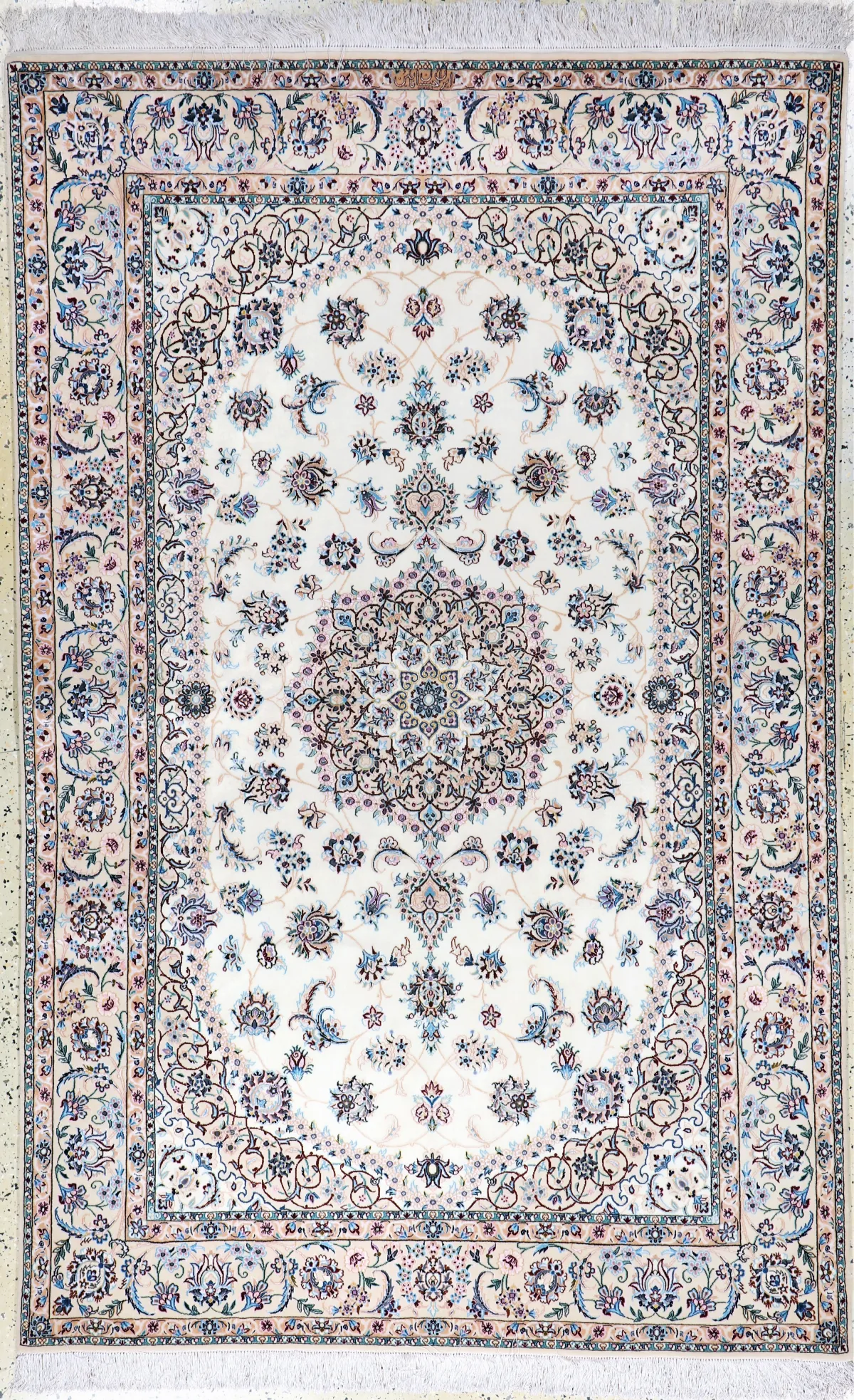 Nain fine (6 La) Persia, signed "Habibian", approx. 20 years, cork wool with and on silk,