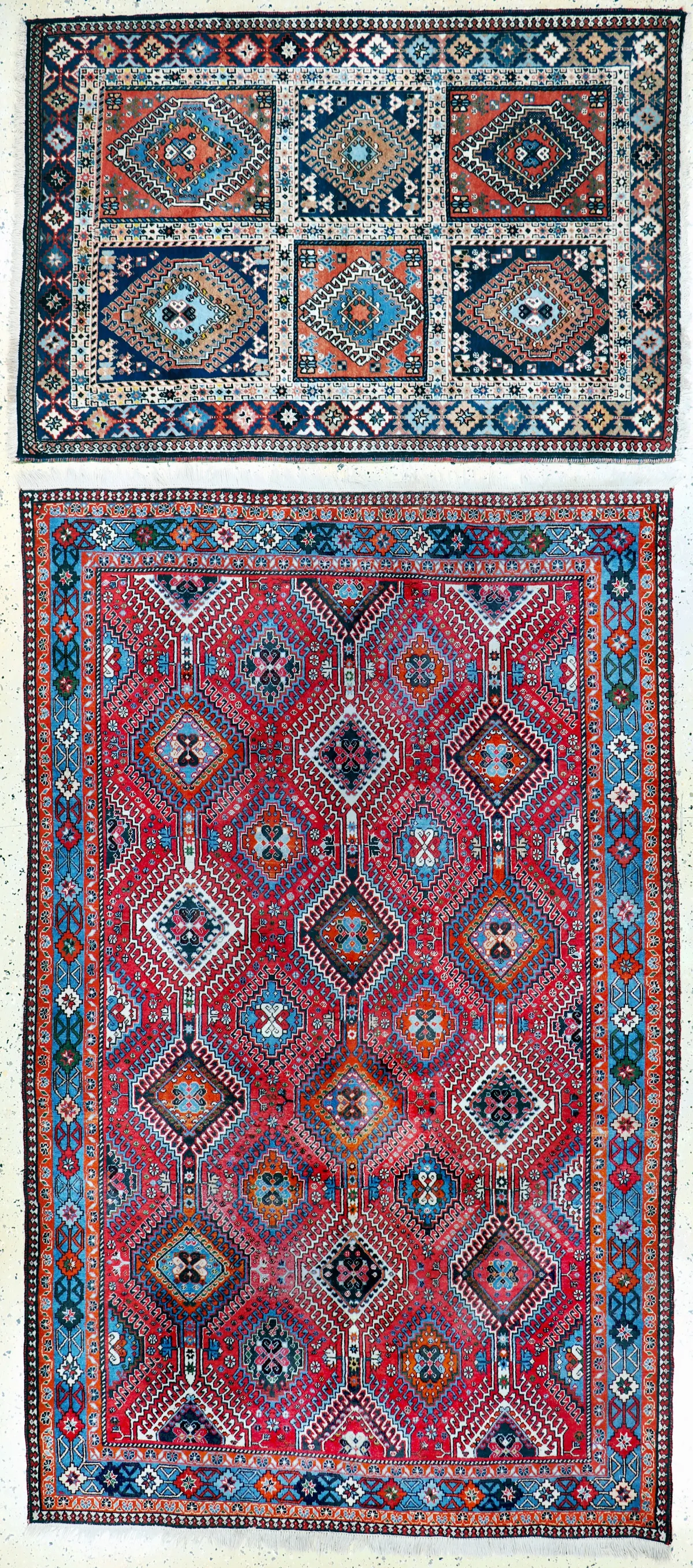 2 lots Yalameh, Perzië, eind 20e eeuw, wol op wol, ca. 245 x 150 cm & ca. 152 x 105