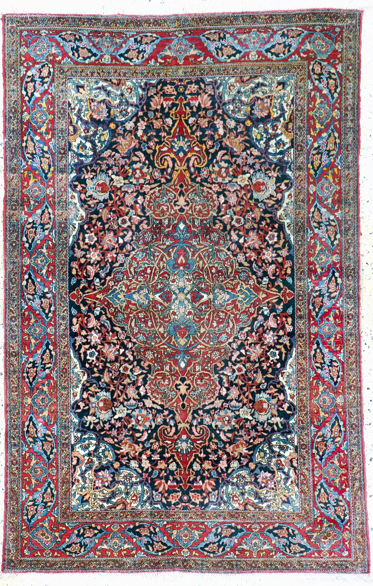 Esfahan antik, Persien, um 1900, Wolle auf Baumwolle, ca. 210 x 135 cm, EHZ: 3,(Fransen
