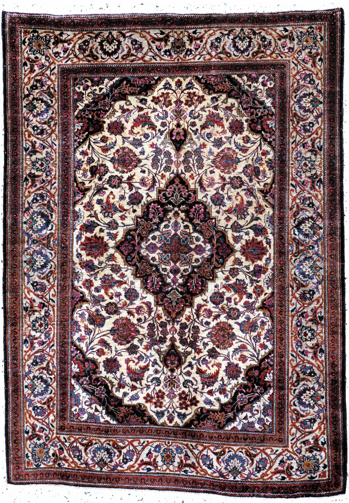 Antique silk Keschan, Persia, around 1900, pure natural silk, approx. 150 x 107 cm, EHZ: 2-3