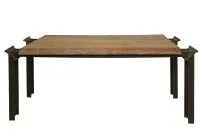Tafel met massief eiken blad en onderstel van stalen balken #0315