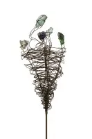 Glasblume aus Eisen – filigrane Gartenskulptur mit schwebenden Glaselementen #0727