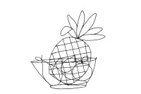 Schale mit Ananas, Birne, Apfel, Zitrone und Banane #0129