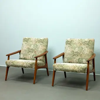 DANISH MØBELFABRIK. Paar stoelen / lounge chairs, teak, jaren 1960, Denemarken (2).