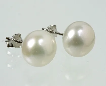 BOUCLES D'OREILLES, PERLES DE CULTURE, 8mm ARGENT 925.