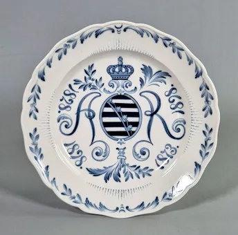 Assiette commémorative Meissen Albert de Saxe 1898.