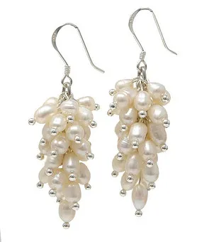 Boucles d'oreilles en perles, argent 925.
