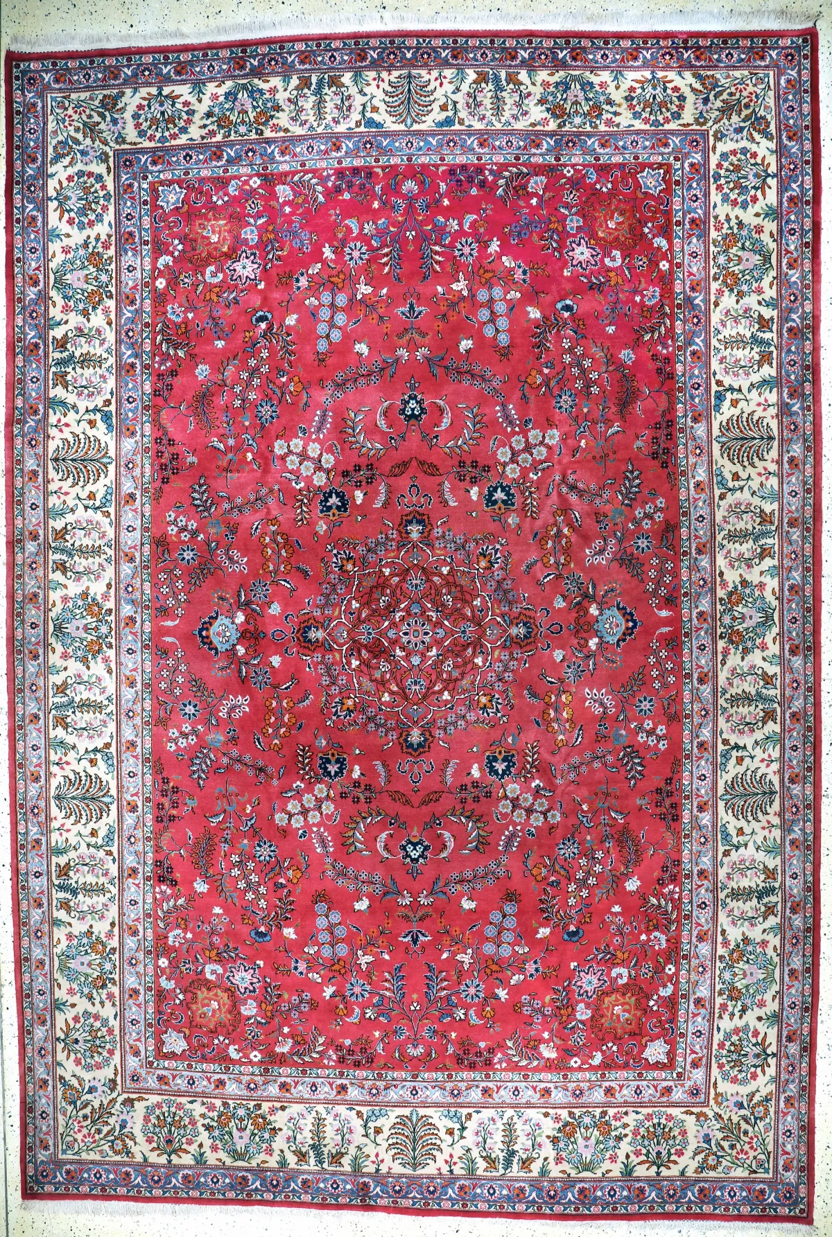Old Keshan, Persia, mid-20th century, wool on cotton, approx. 400 x 270 cm, moth damage