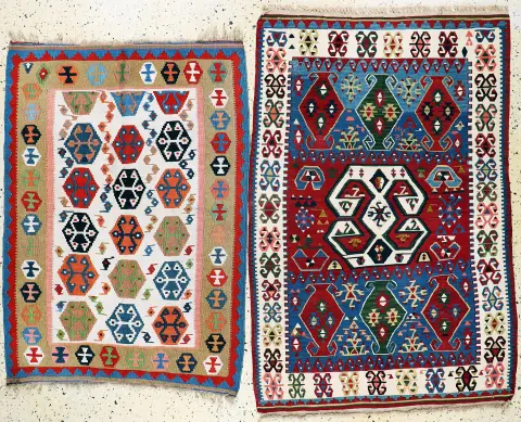 2 lots Shahsawan kilims, Persia, late 20th c., wool on wool, approx. 160 x 107 cm, EHZ: 2