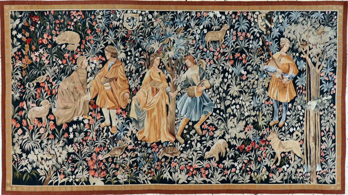 Fine tapestry, Europe, mid-20th century, wool on cotton, approx. 214 x 120 cm, EHZ:(almost