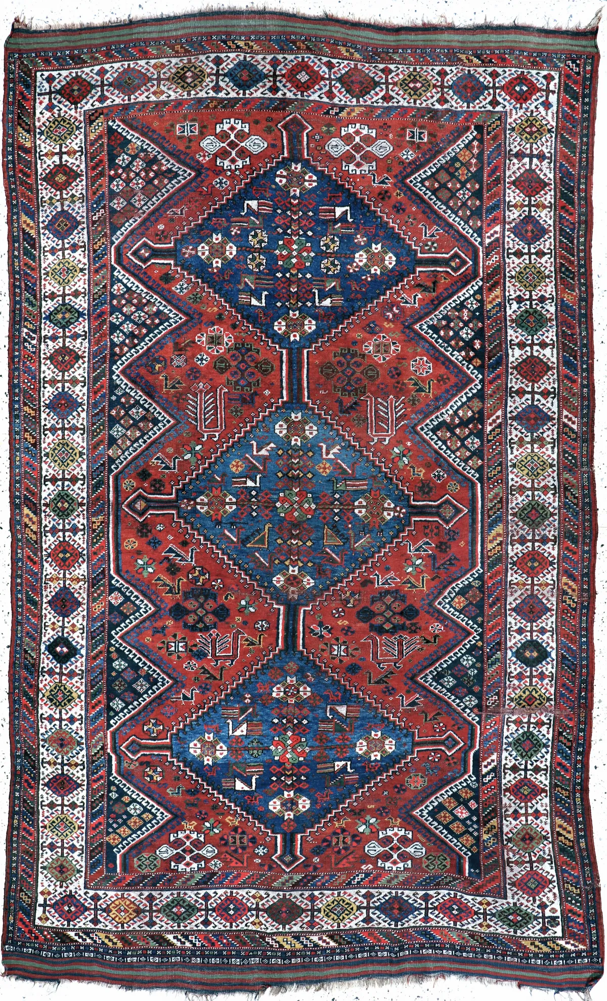 Khamseh antiek, Perzië, 19e eeuw, wol op wol, ca. 313 x 190 cm, EHZ: 3-4