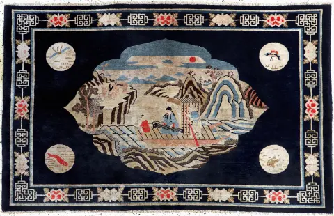 Pao Tow antique, Chine, vers 1900, laine sur coton, env. 205 x 130 cm, EHZ :
