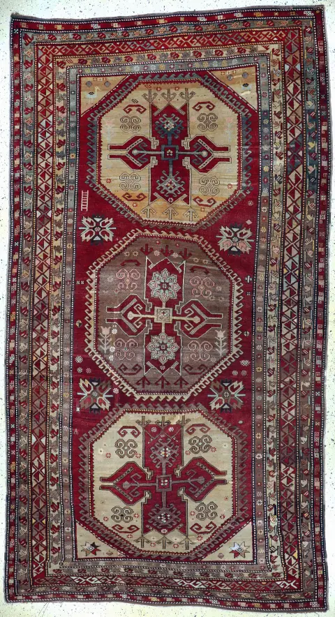 Antique Kazak, Turkey, circa 1900, wool on wool, approx. 370 x 200 cm, EHZ: 3 (restored)
