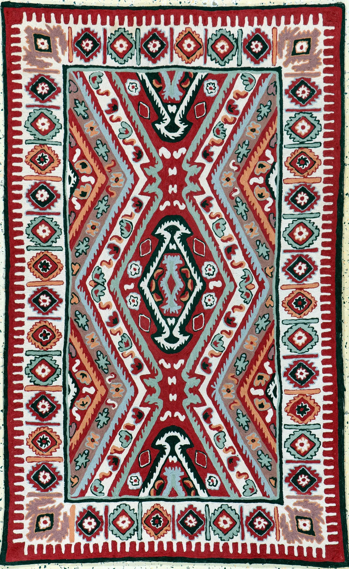 Embroidery, India, late 20th c., wool on cotton, approx. 144 x 89 cm, EHZ: 1-2