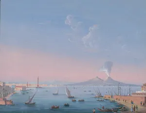 Golf von Neapel – Ansicht von San Fernando in Napoli auf den Golf mit dem Vesuv und dem Monte Somma