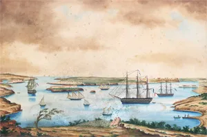 Haven van Maó – Aquatint met aquarelverhogingen