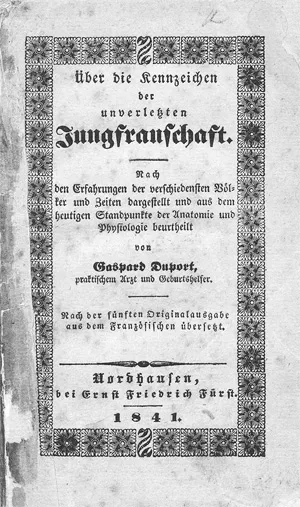 Duport, Gaspard – Über die Kennzeichen der unverletzten Jungfrauschaft
