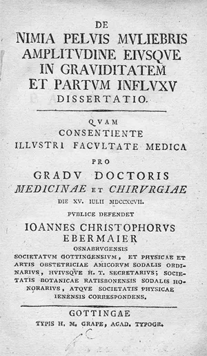 Ebermaier, Johann Erdwin Christoph – De nimia pelvis muliebris