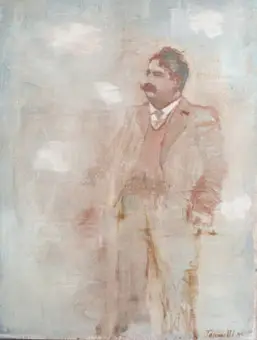 JUNIOR TOSCANELLI (1971). Oil on canvas, 'Portrait of Ruggero Leoncavallo', 1995.