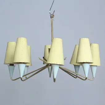 8-armige plafondlamp uit de jaren 1950.
