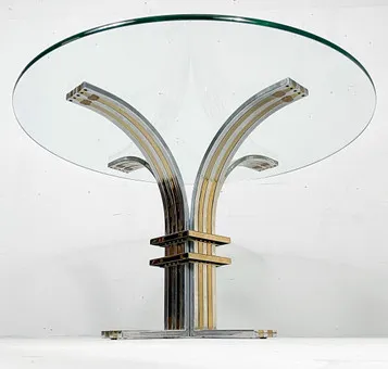 BANCI FIRENZE. Table à manger sculpturale Mid Century/table en verre, Italie, années 1970.