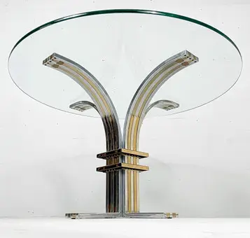 BANCI FIRENZE. Mid Century sculpturale eettafel/glazen eettafel, Italië, jaren 1970.