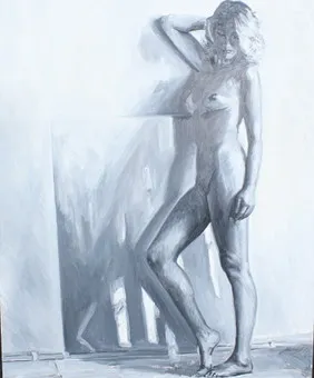 PETER HANDEL (*1949). Huile sur panneau de bois, '' Ute '' (1987).