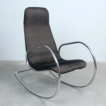 ULRICH BÖHME. Thonet, schommelstoel / stoel, model 'S826' staal, verchroomd, stof.