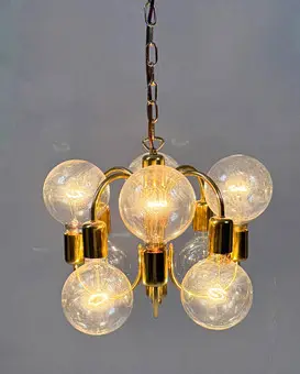 HANS AGNE JAKOBSSON. Mid Century stropní lampa / Sputnik, 70. léta.