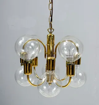 HANS AGNE JAKOBSSON. Mid Century plafondlamp / Sputnik, jaren 1970.