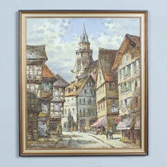 AUGUST ALEXANDER WENDEHALS (1934-2003). Öl auf Leinwand, '' Weißen Turm in Rothenburg ob der Tauber ''.