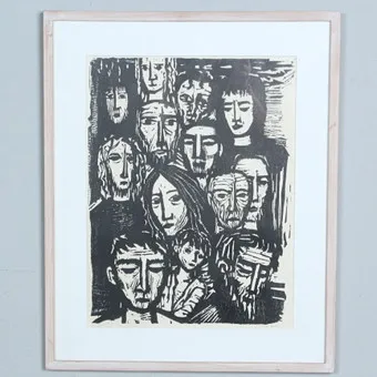 WILLI DIRX (1917-2002). Dřevořez, '' Matthäus 11, 28 - 30 ''.
