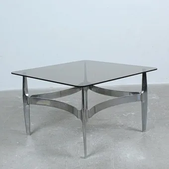 KNUT HESTERBERG for Ronald Schmitt, coffee table, aluminum, glass, Germany, 1960s.
