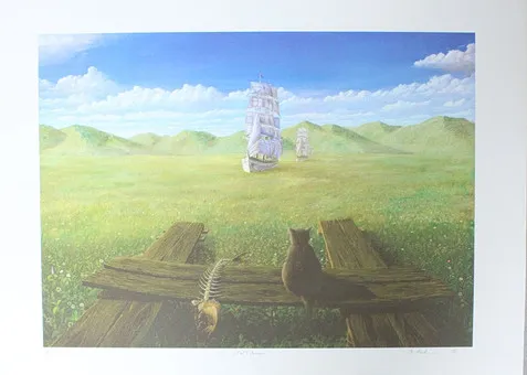 PHILIPP HECKMANN (1962). Serigraph, '' Cat's Dream '' limited, 90/200, signed.